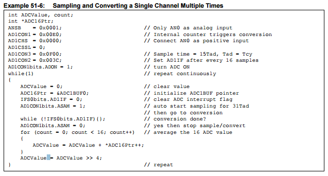 A/D Microchip example code